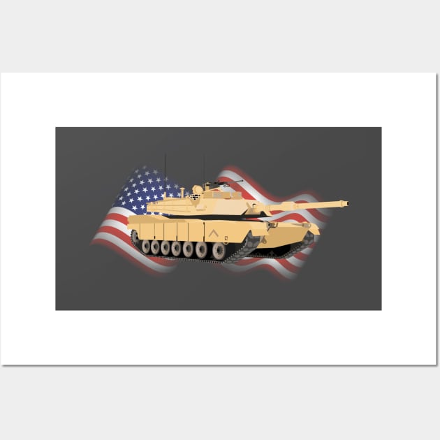 M1A1 / M1A2 Abrams Tank with American Flag Wall Art by NorseTech